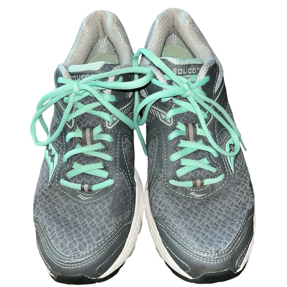 Saucony Gray and Teal Athletic Shoes with Breathable Mesh